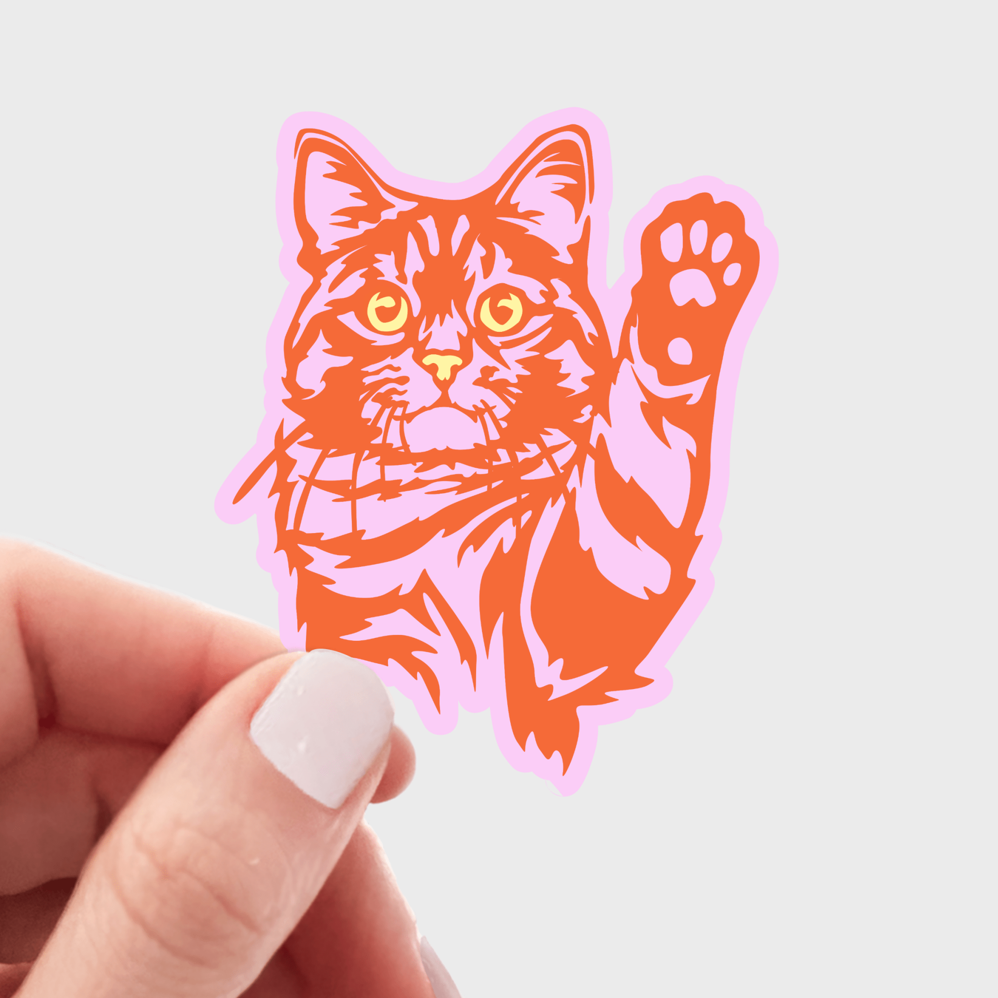90s Cat Sticker - Spiral Circle