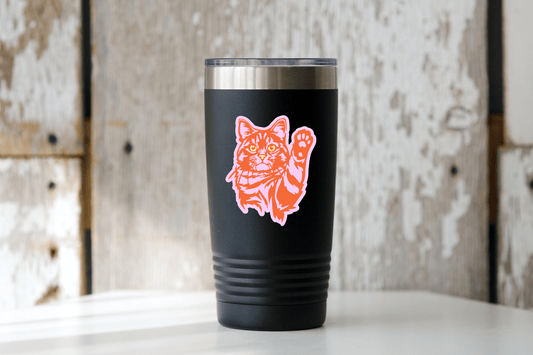 90s Cat Sticker - Spiral Circle