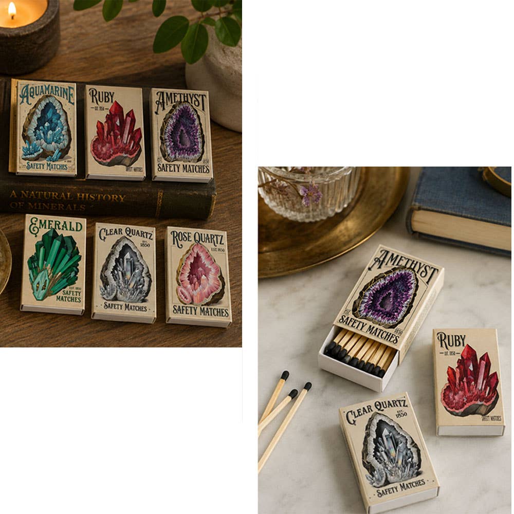 Gemstone Specimens Illustration | Mini Assorted Matchboxes