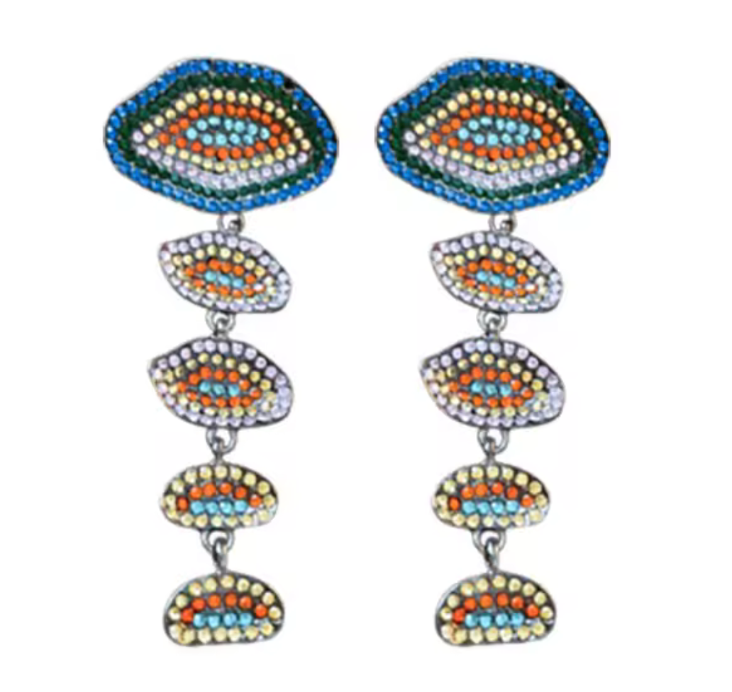 Evil Eye CZ Crystal drop Earrings
