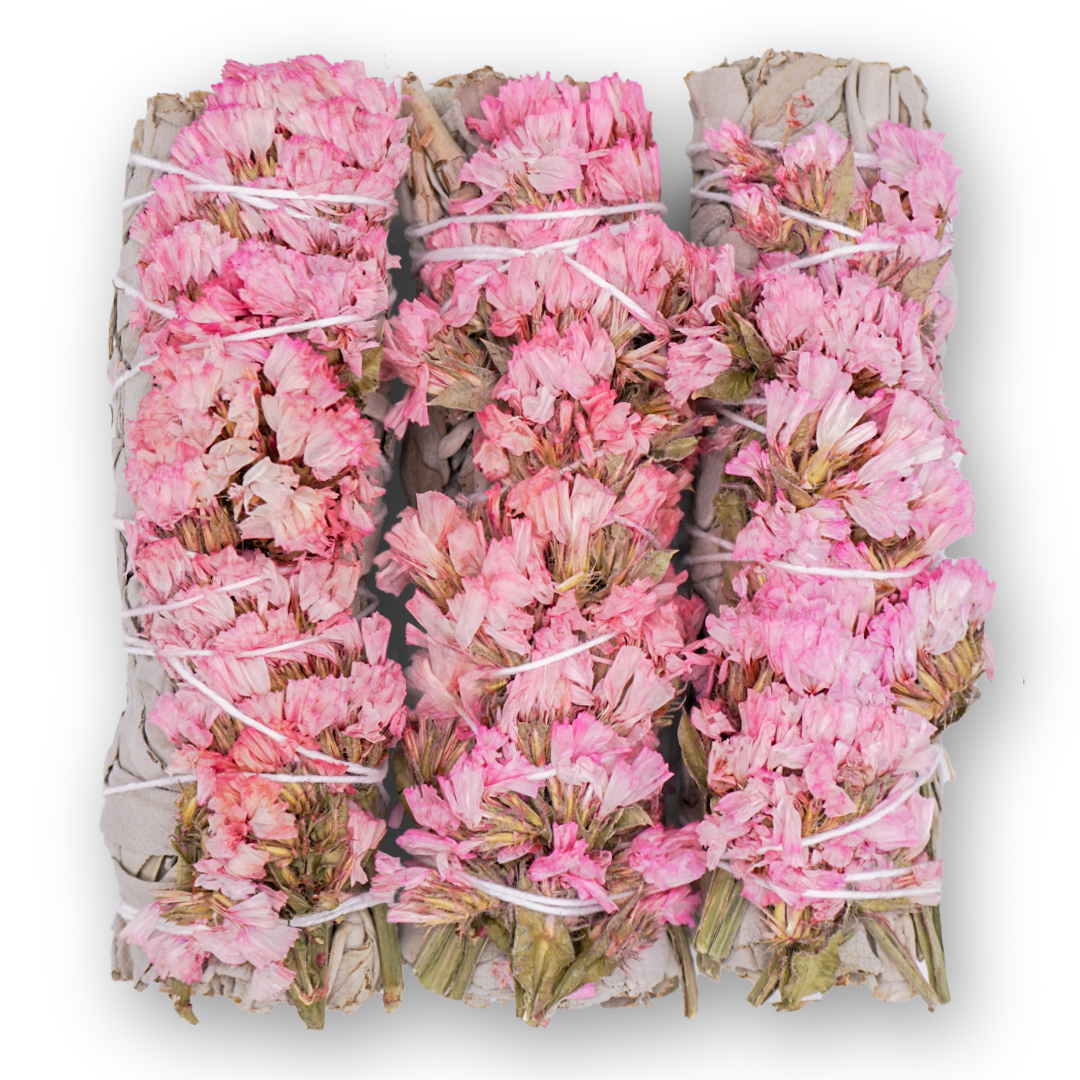 Pink Sinuata Flower | White Sage Bundles | 4 inch