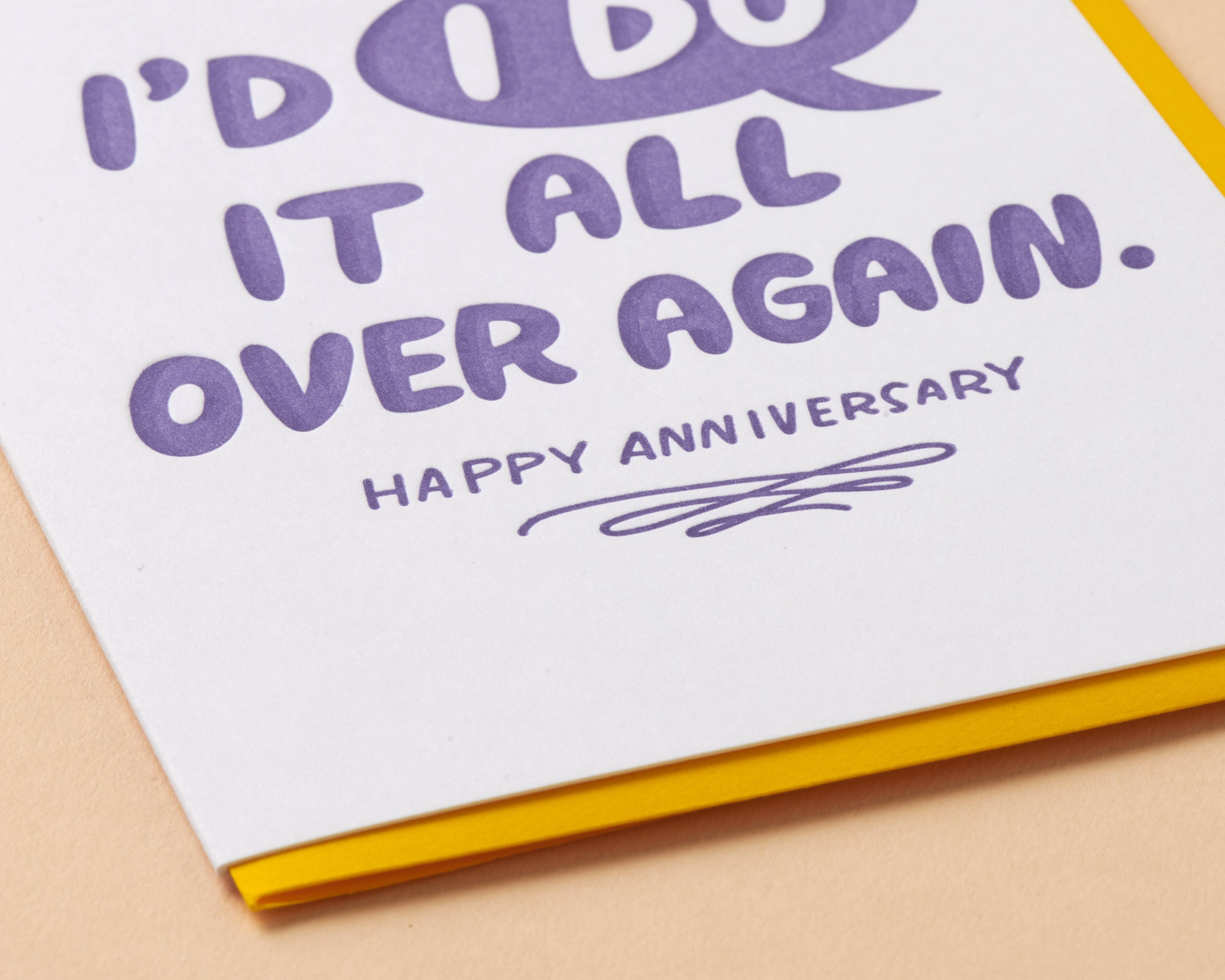 Letterpress Anniversary Card—I'd "I DO" It Again (Clever)