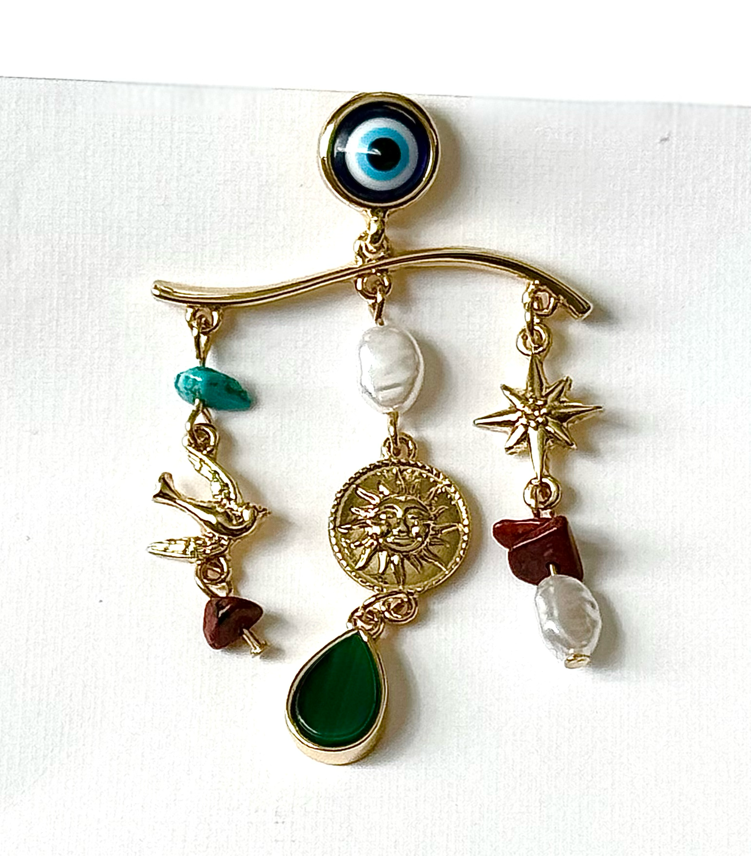 Evil Eye Charm Chandelier Earring 14K