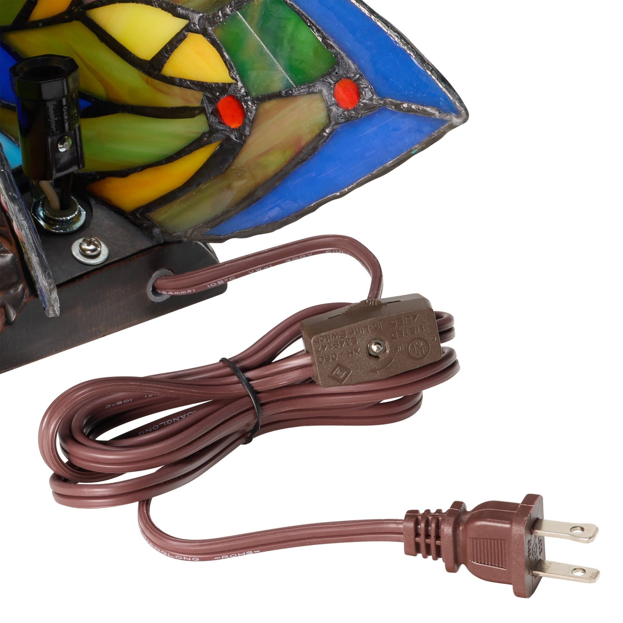 9.5"H Luella Red Butterfly Wings Stained Glass Accent Lamp - Spiral Circle