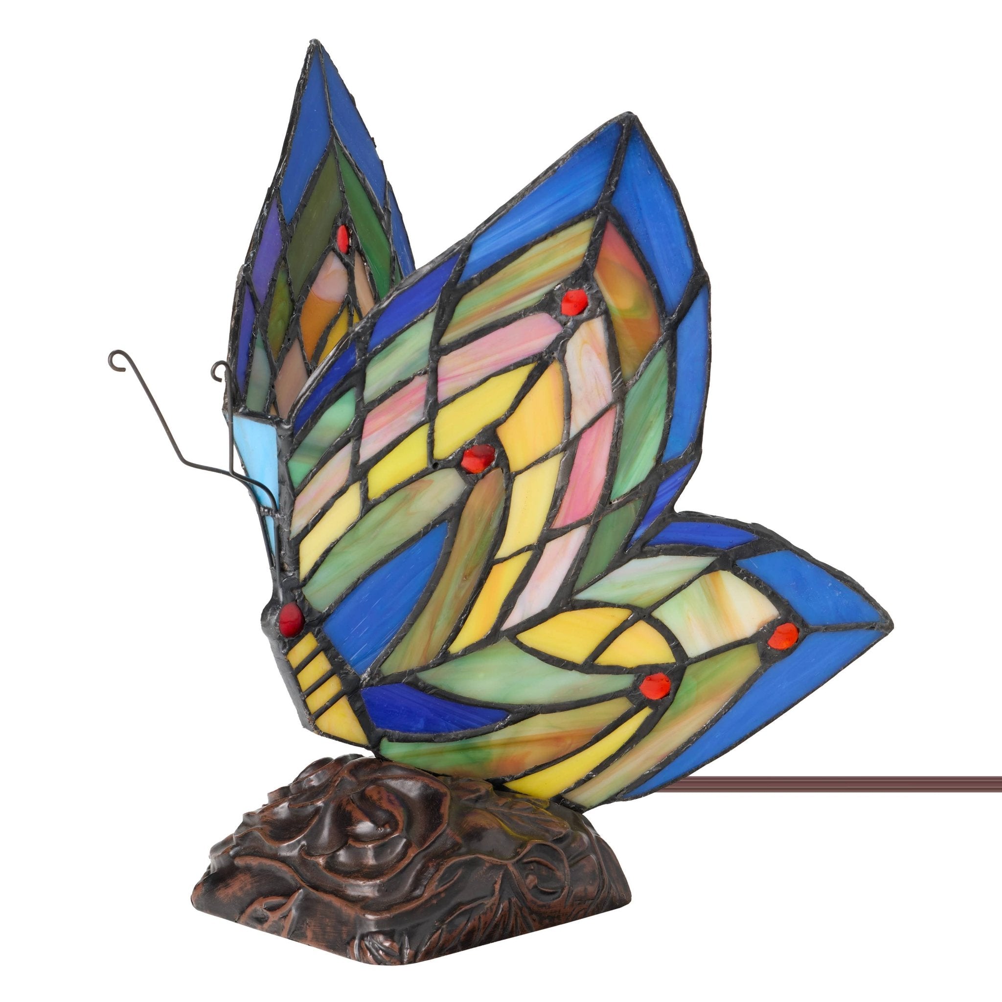 9.5"H Luella Red Butterfly Wings Stained Glass Accent Lamp - Spiral Circle