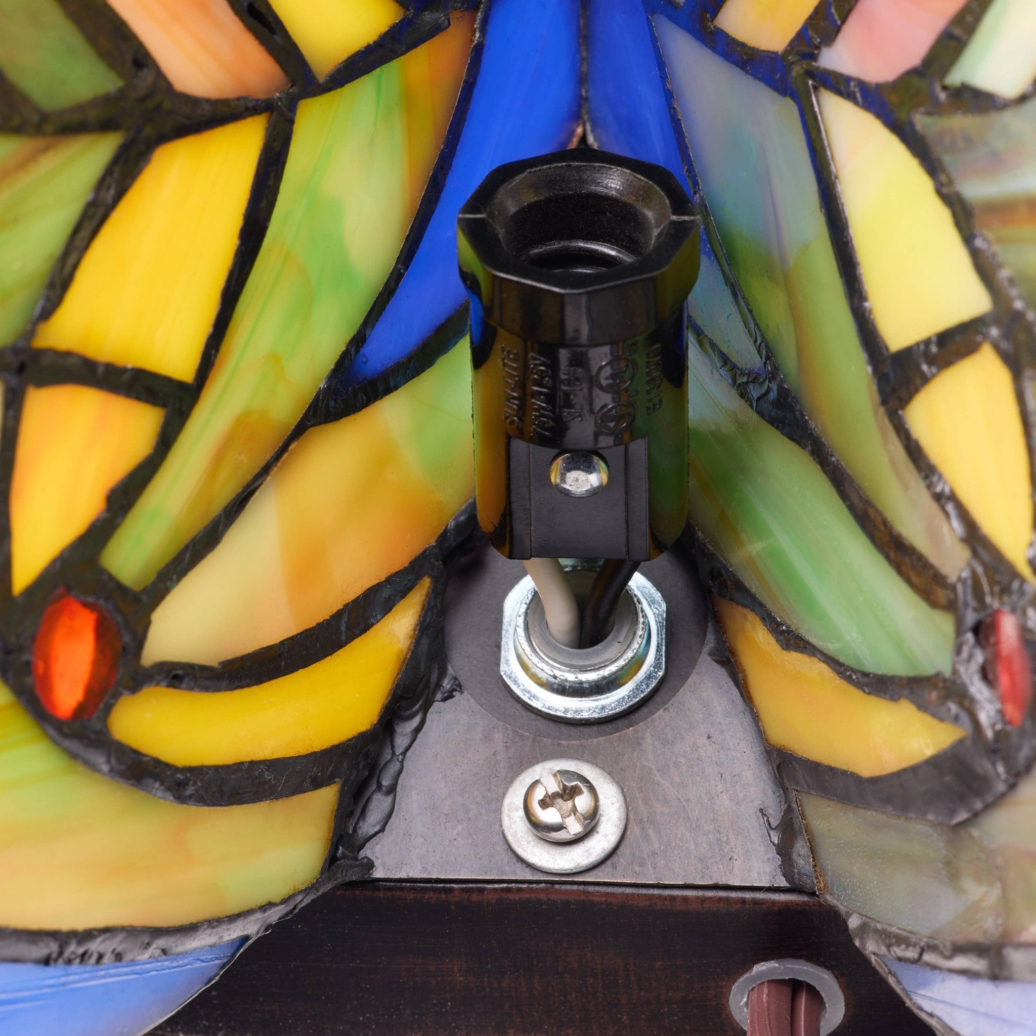 9.5"H Luella Red Butterfly Wings Stained Glass Accent Lamp - Spiral Circle