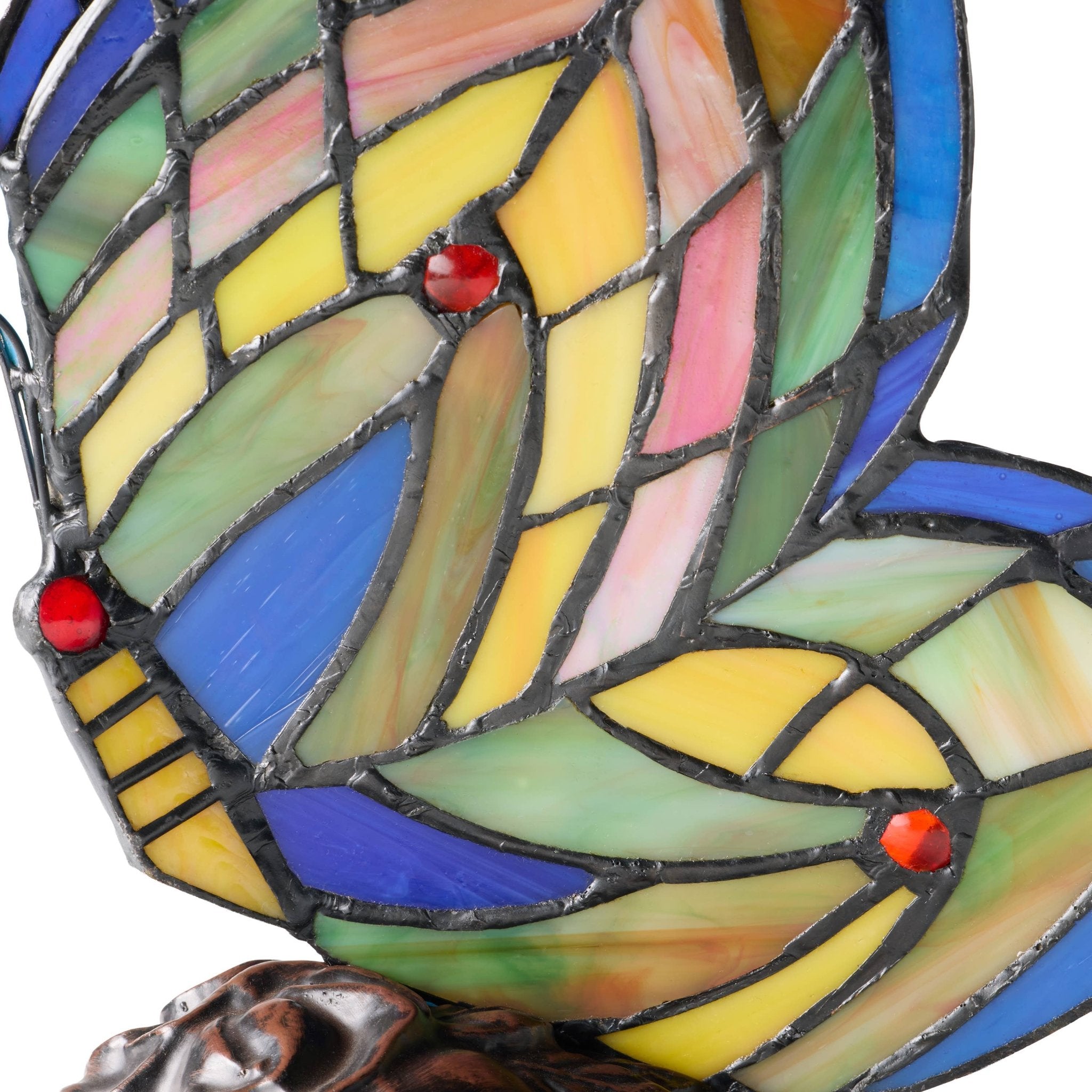 9.5"H Luella Red Butterfly Wings Stained Glass Accent Lamp - Spiral Circle