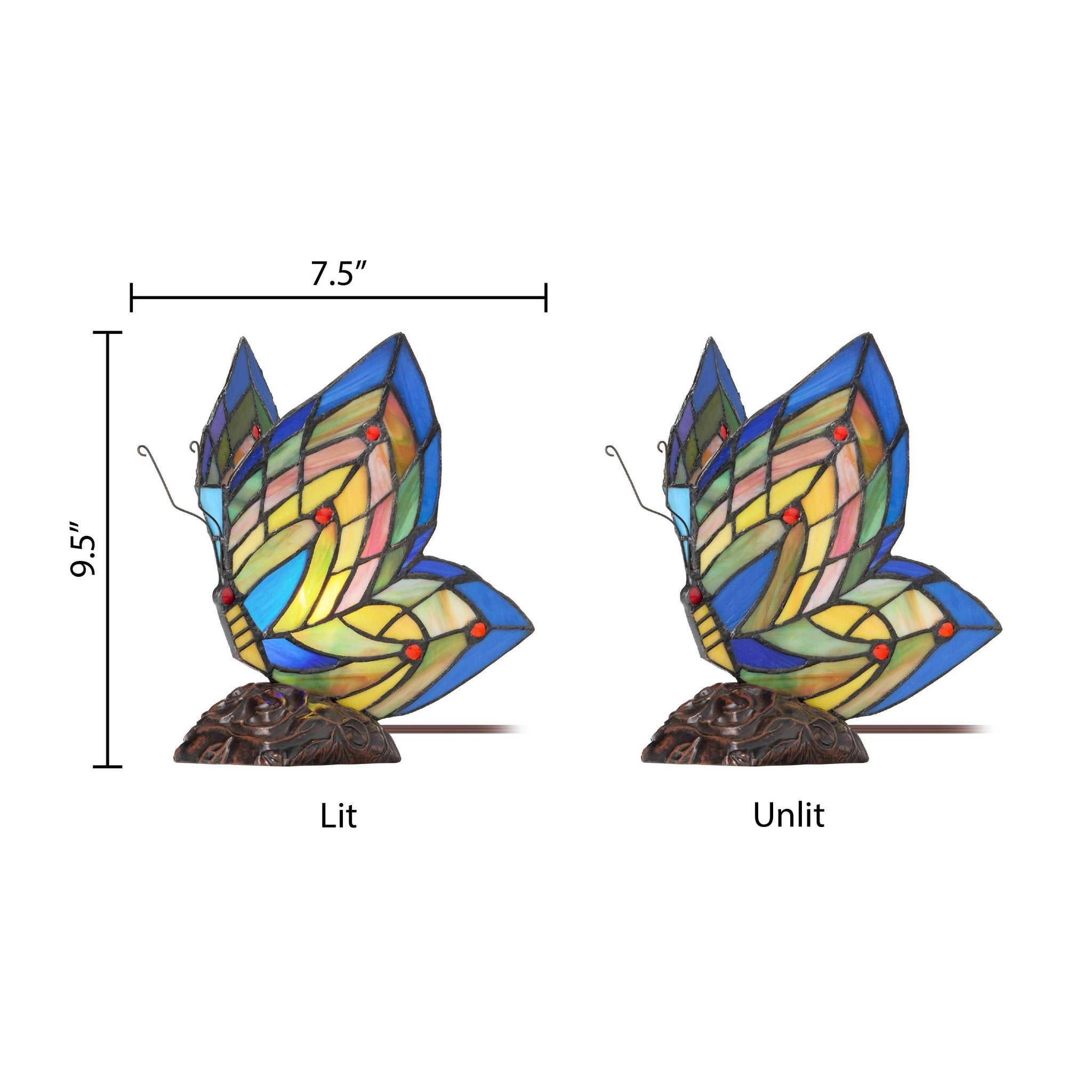 9.5"H Luella Red Butterfly Wings Stained Glass Accent Lamp - Spiral Circle