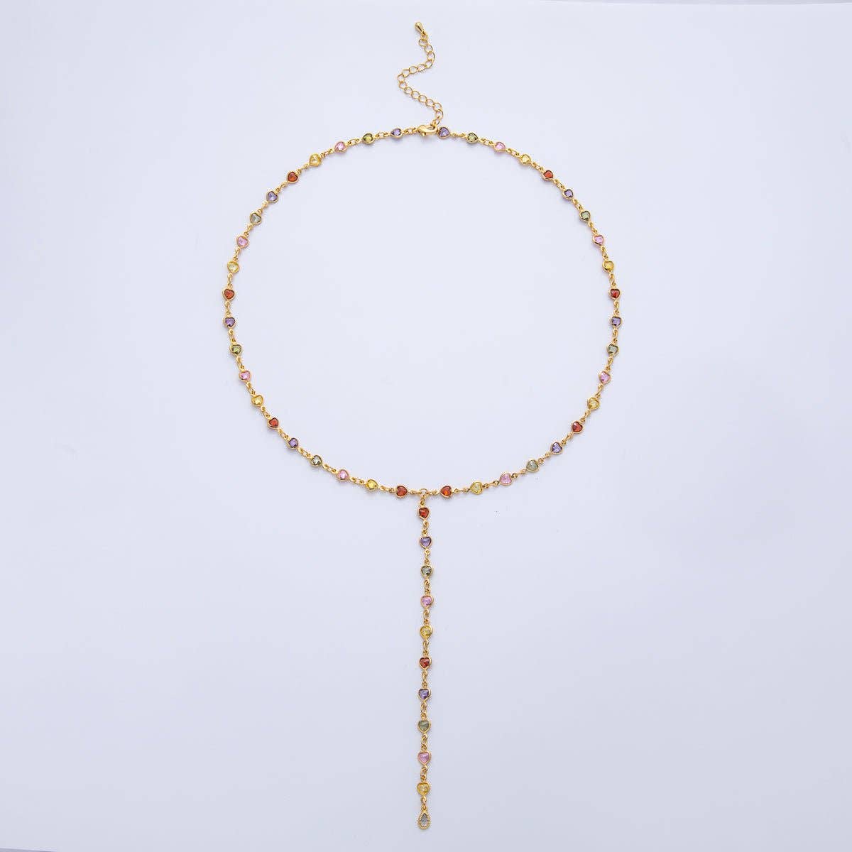 18K Gold Heart Lariat Necklace