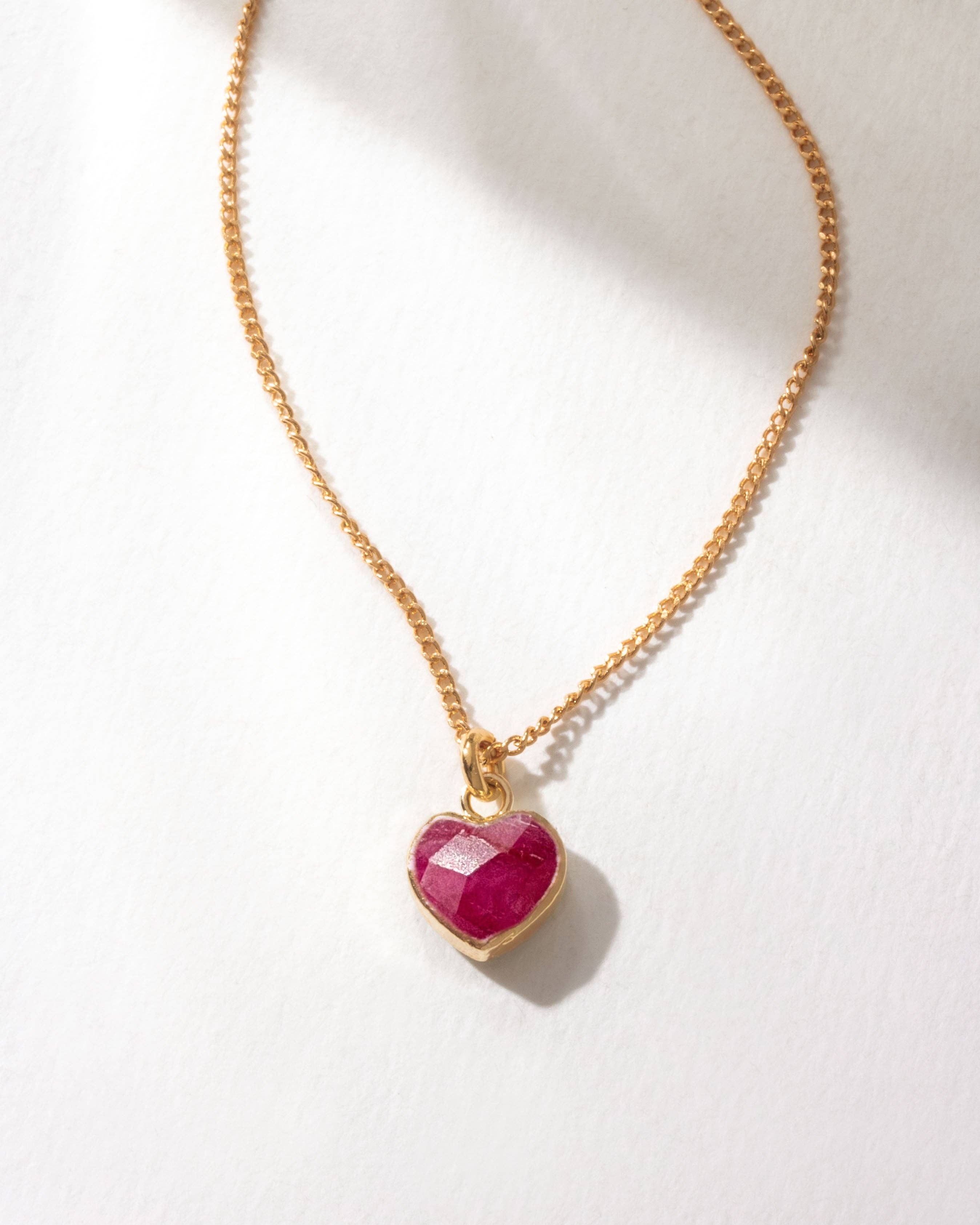 Precious Heart Birthstone Necklace | Ruby