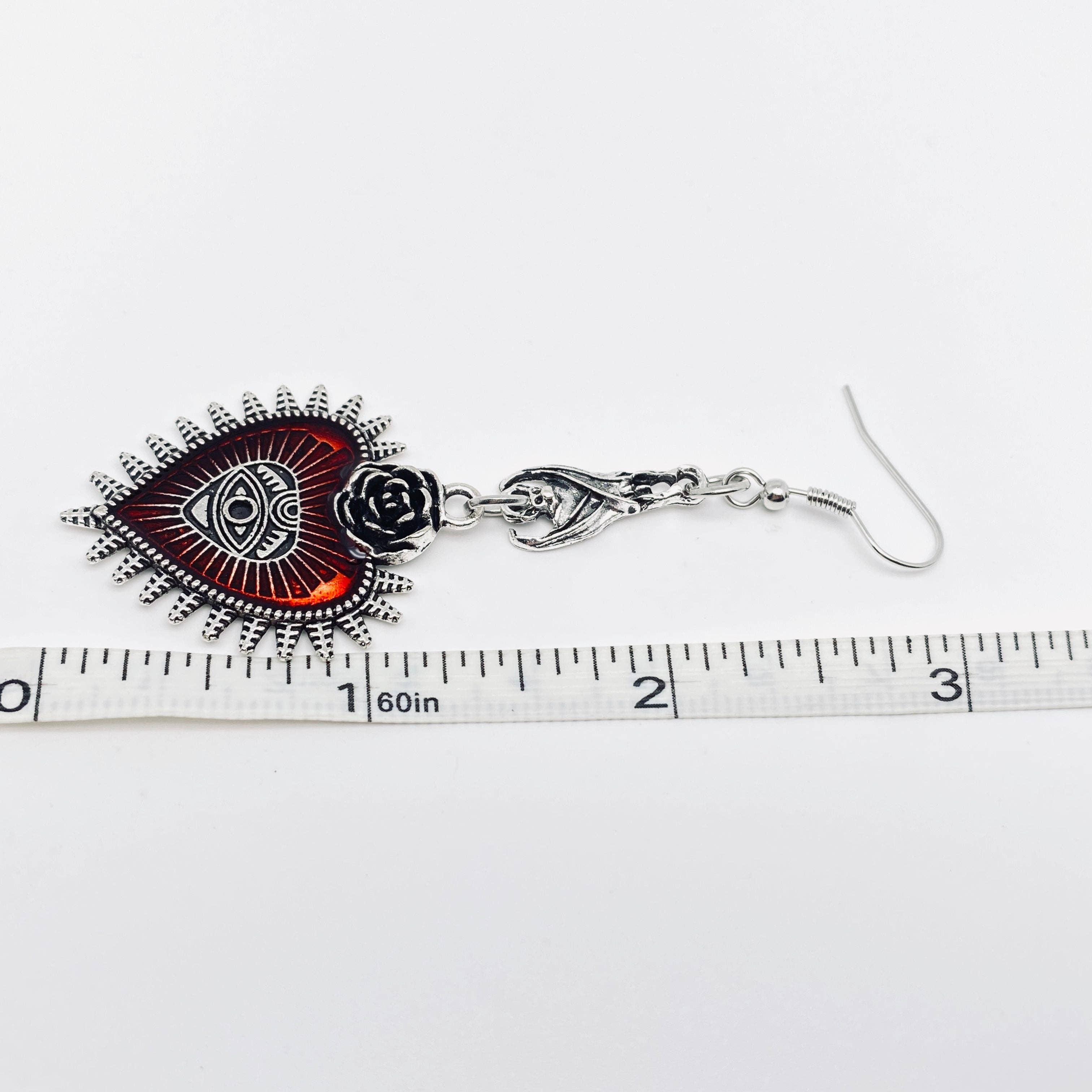 Gothic Punk Heart-Shaped Eye Earrings