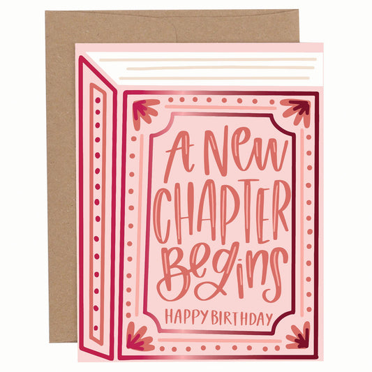 A New Chapter Begins Birthday Greeting Card - Spiral Circle