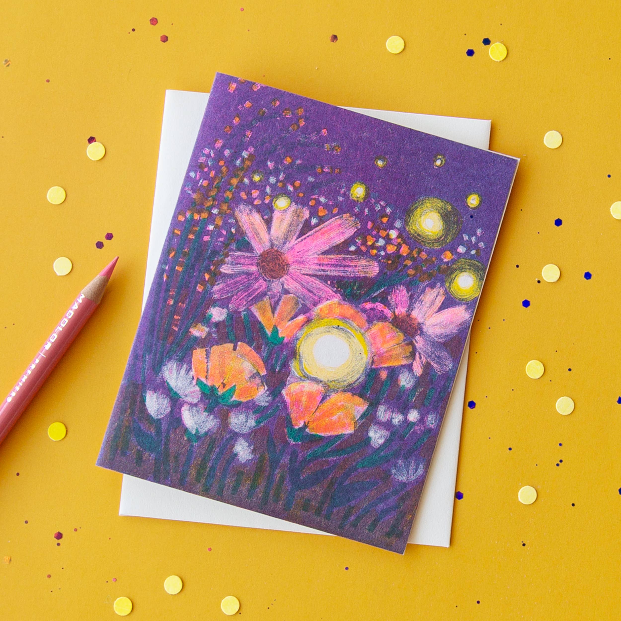 Fireflies Everyday Risograph Greeting Card