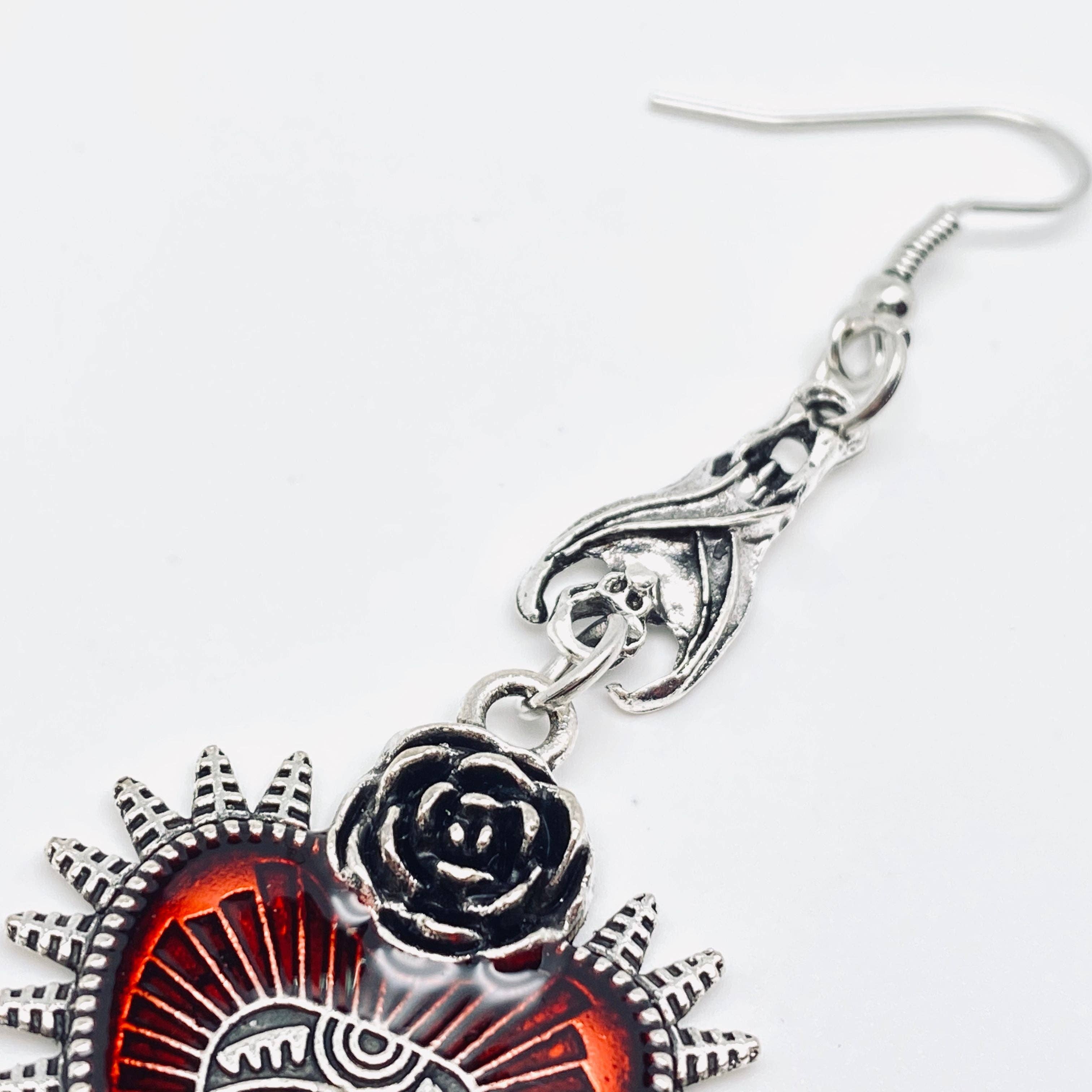 Gothic Punk Heart-Shaped Eye Earrings
