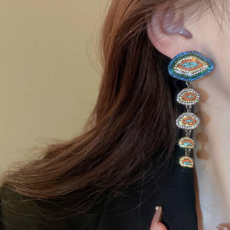 Evil Eye CZ Crystal drop Earrings