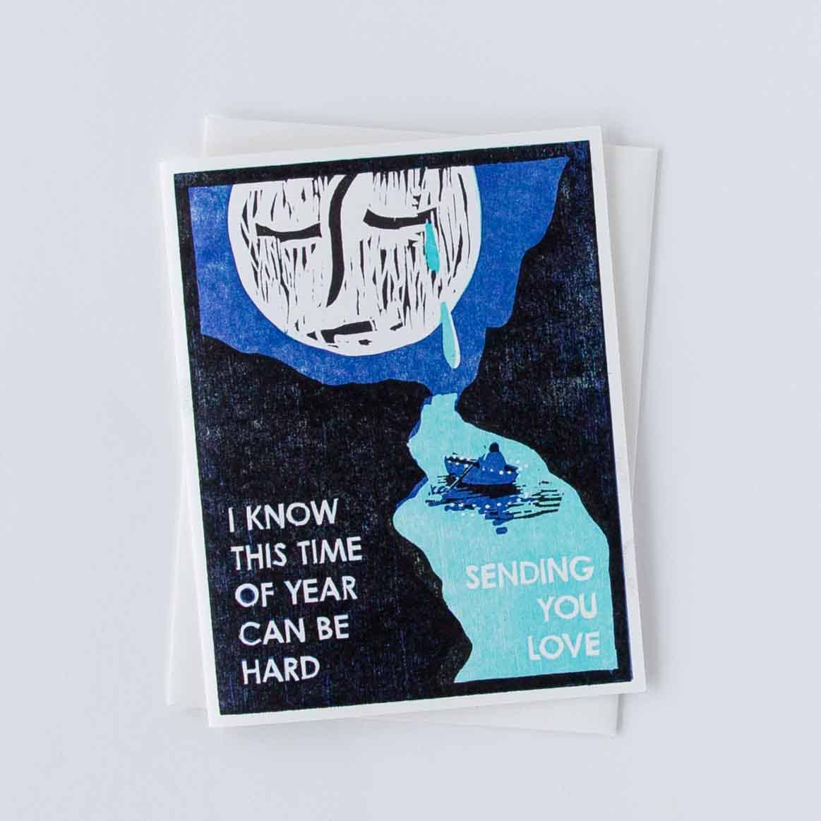 This Time of Year (Crying Moon) Letterpress Sympathy Card