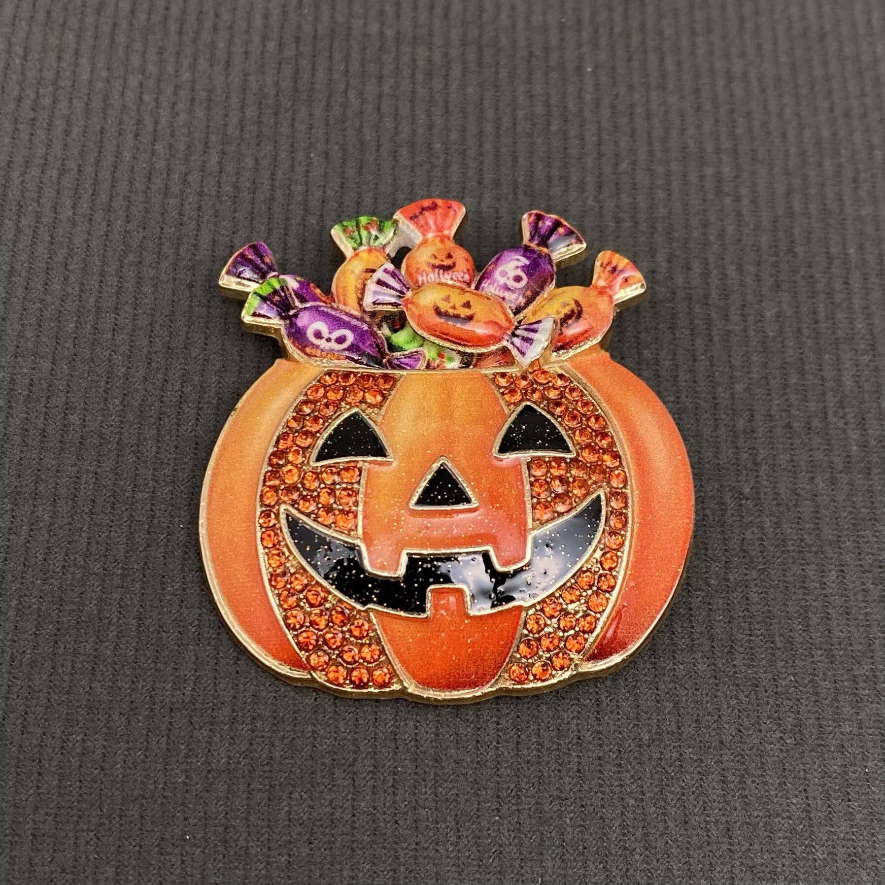 Halloween Candy In The Pumpkin Brooch