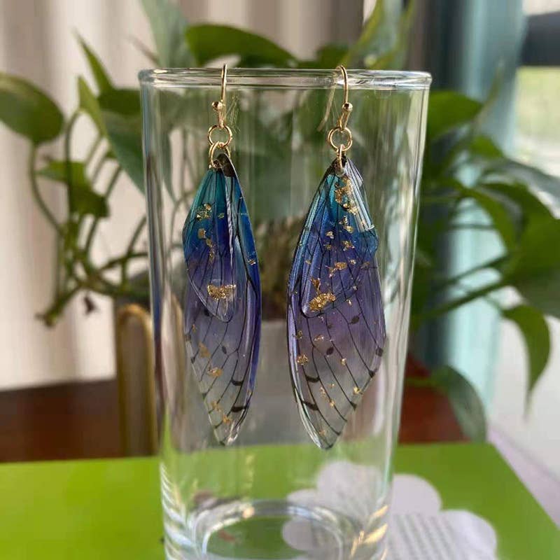Gradient Cicada Wings, Butterfly Wings Earrings