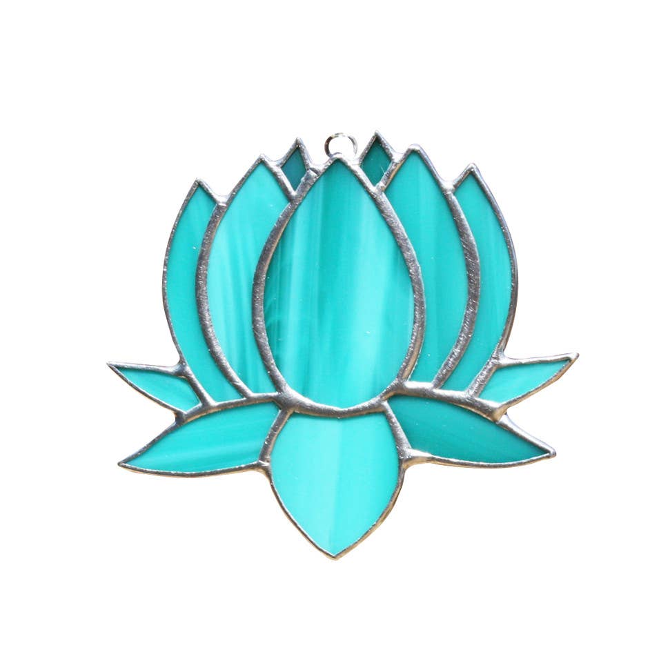 Small Lotus Stained Glass Suncatcher | 3" x 4"