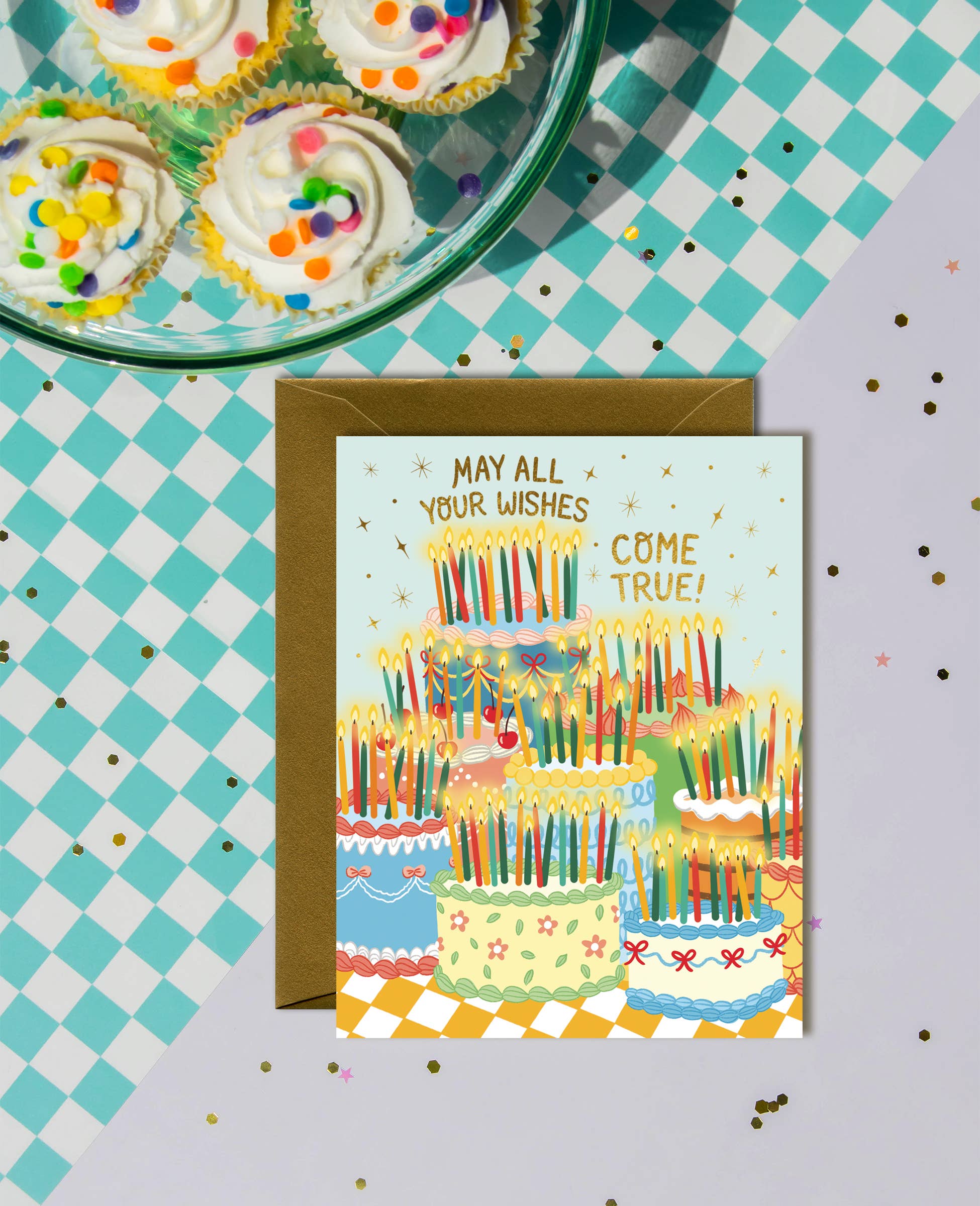 Retro Birthday Cakes Card