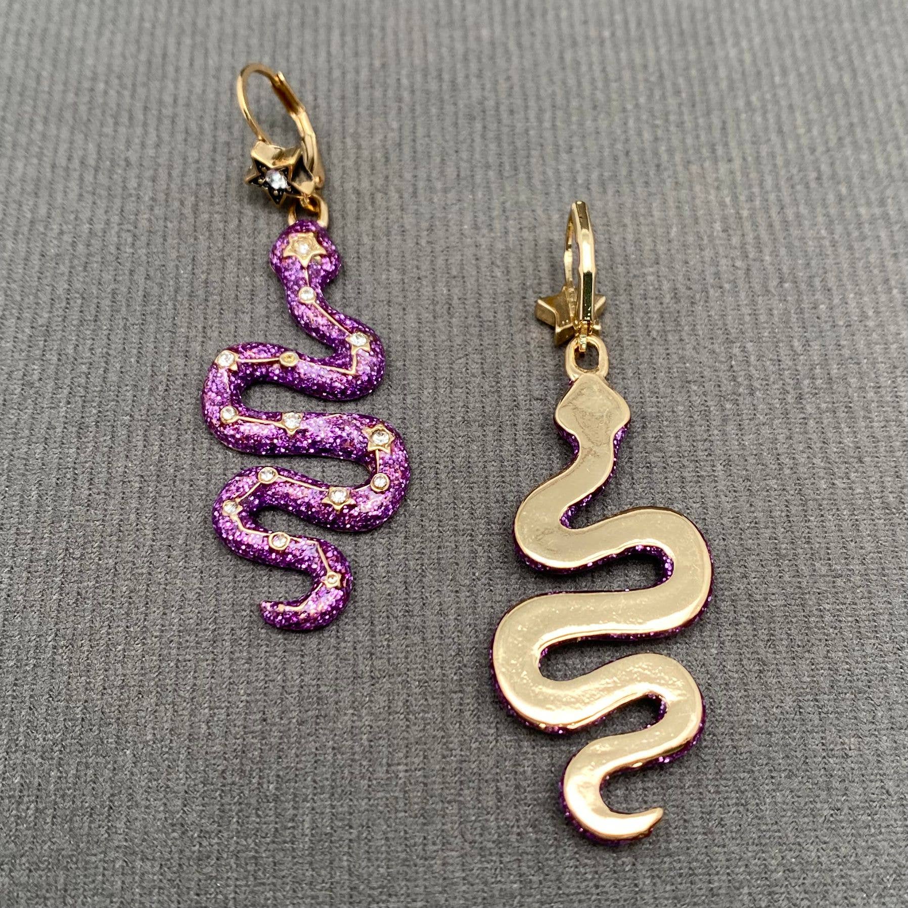 Vintage Style Rhinestone Inlaid Enamel Snake Earrings