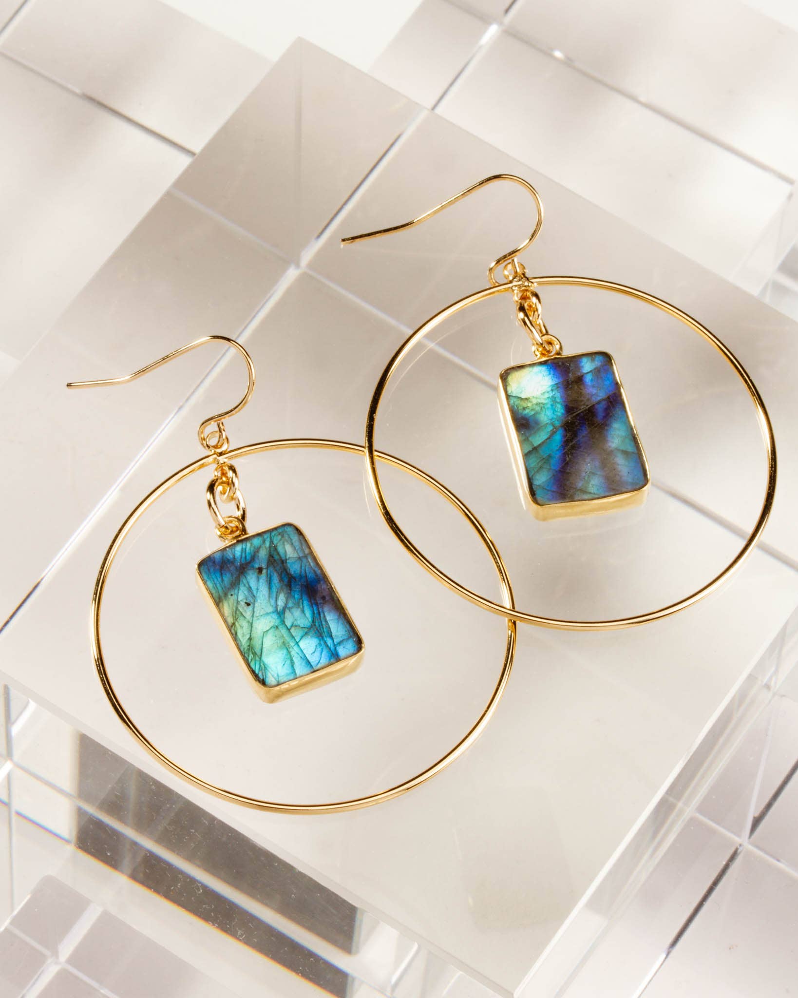 Stoney Hoop Earrings | Labradorite