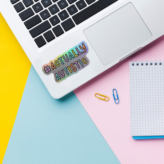 Actually autistic holographic vinyl sticker - Spiral Circle