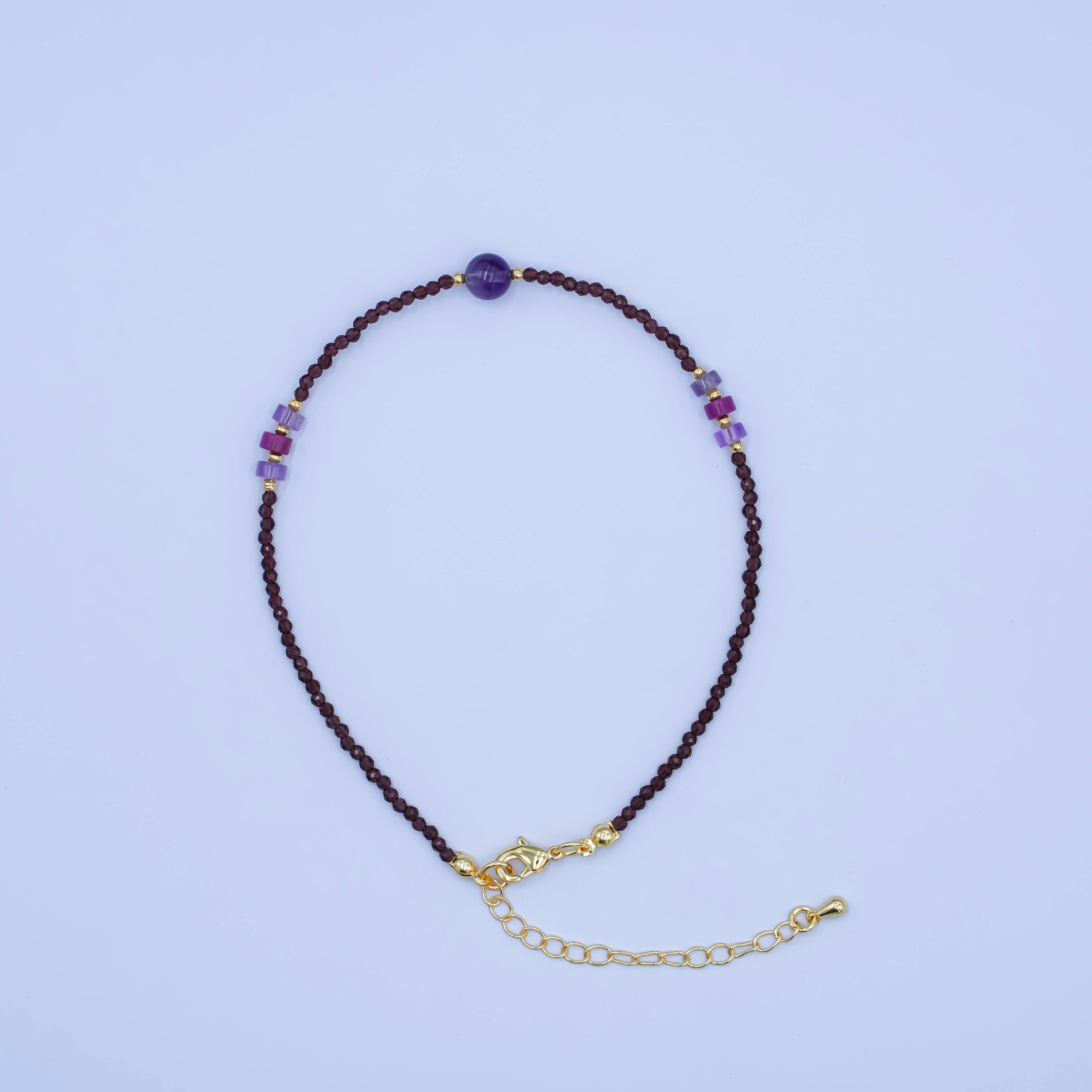 Amethyst Multifaceted Gemstone Anklet