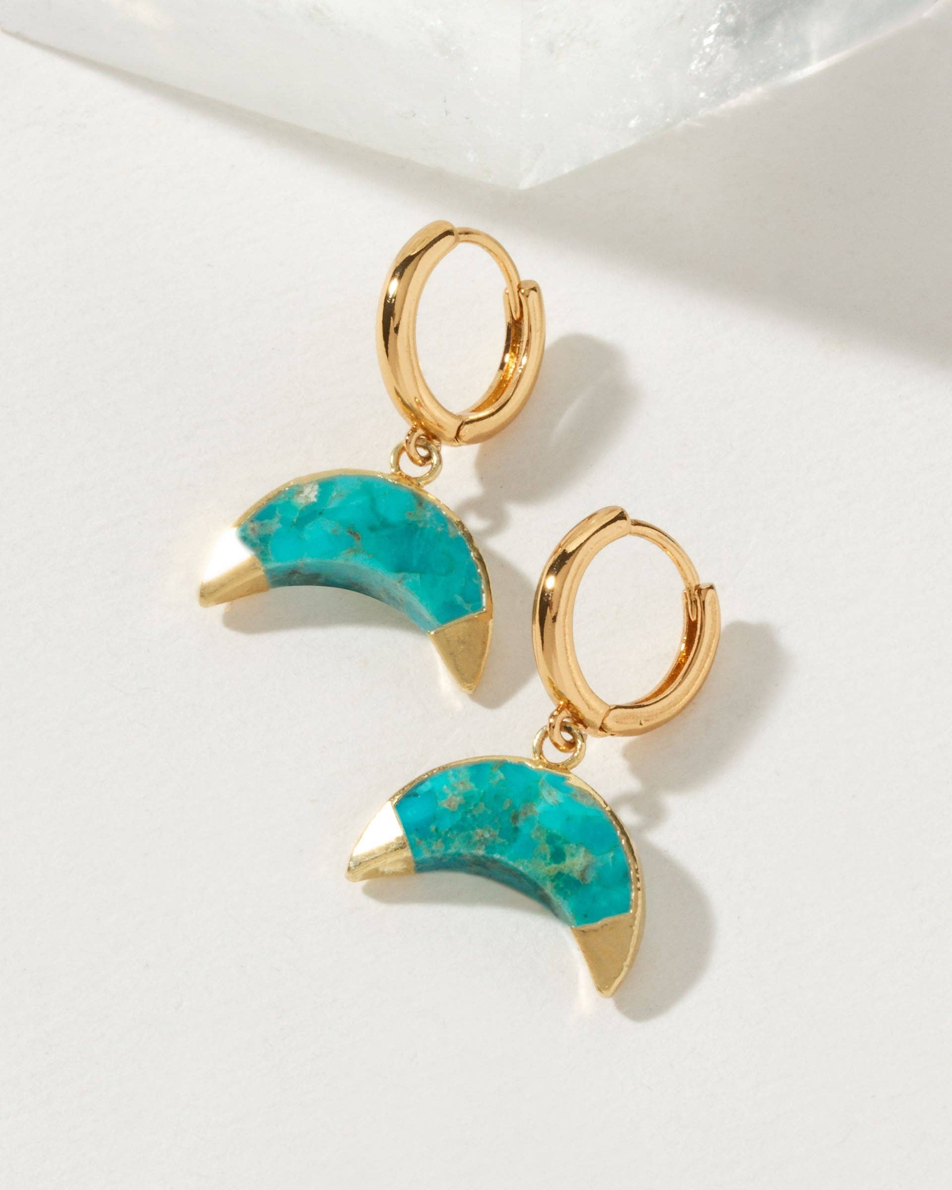 Crescent Horn Huggie Hoop Earrings - Turquoise