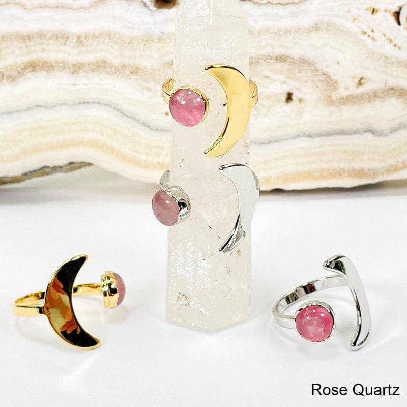 Adjustable Crystal Moon Rings - Spiral Circle