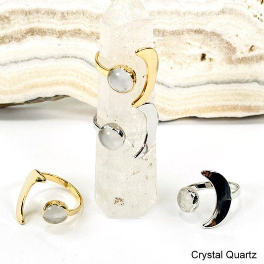 Adjustable Crystal Moon Rings - Spiral Circle