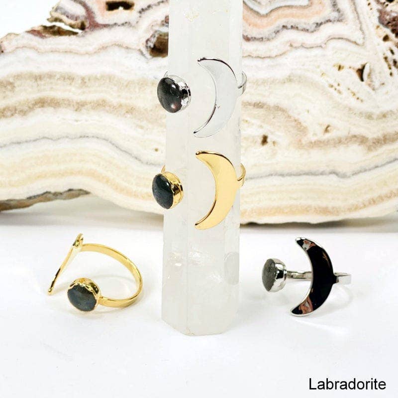 Adjustable Crystal Moon Rings - Spiral Circle