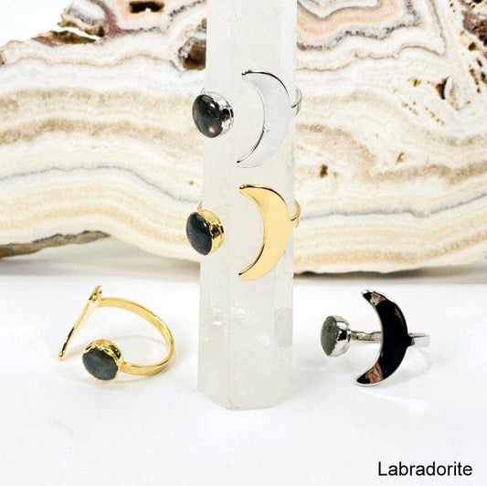 Adjustable Crystal Moon Rings - Spiral Circle