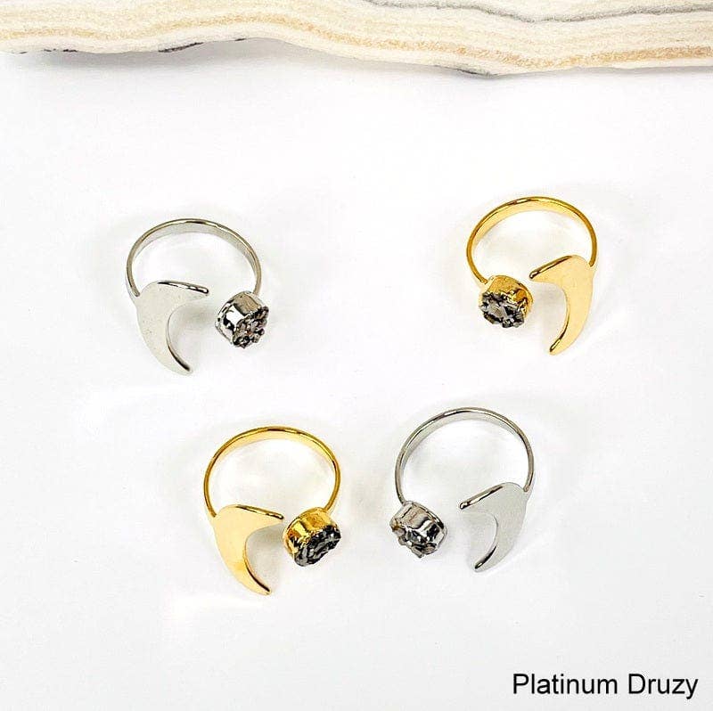 Adjustable Crystal Moon Rings - Spiral Circle