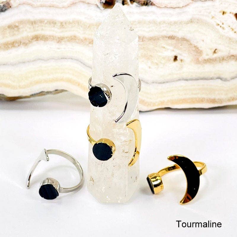 Adjustable Crystal Moon Rings - Spiral Circle