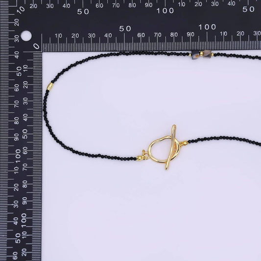 Agate Onyx Shell Pearl Gemstone Necklace | 40" | 24K Gold Plated - Spiral Circle