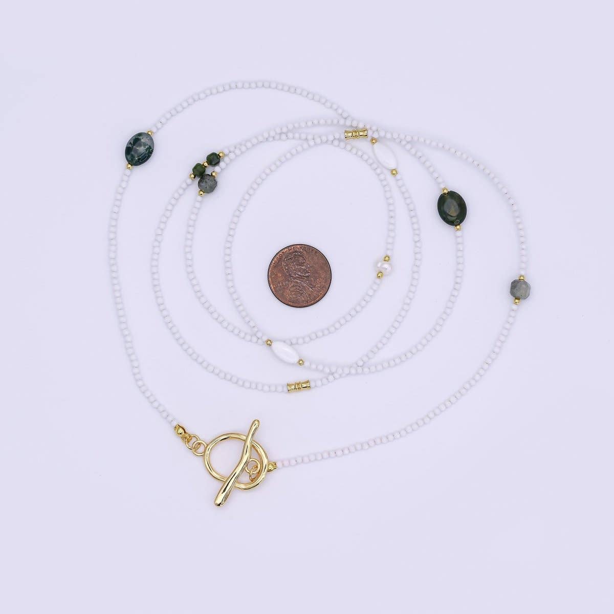 Agate Shell Pearl Gemstone Necklace | 40