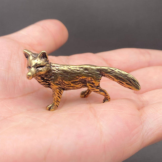 Alert Fox | Brass Figurine - Spiral Circle