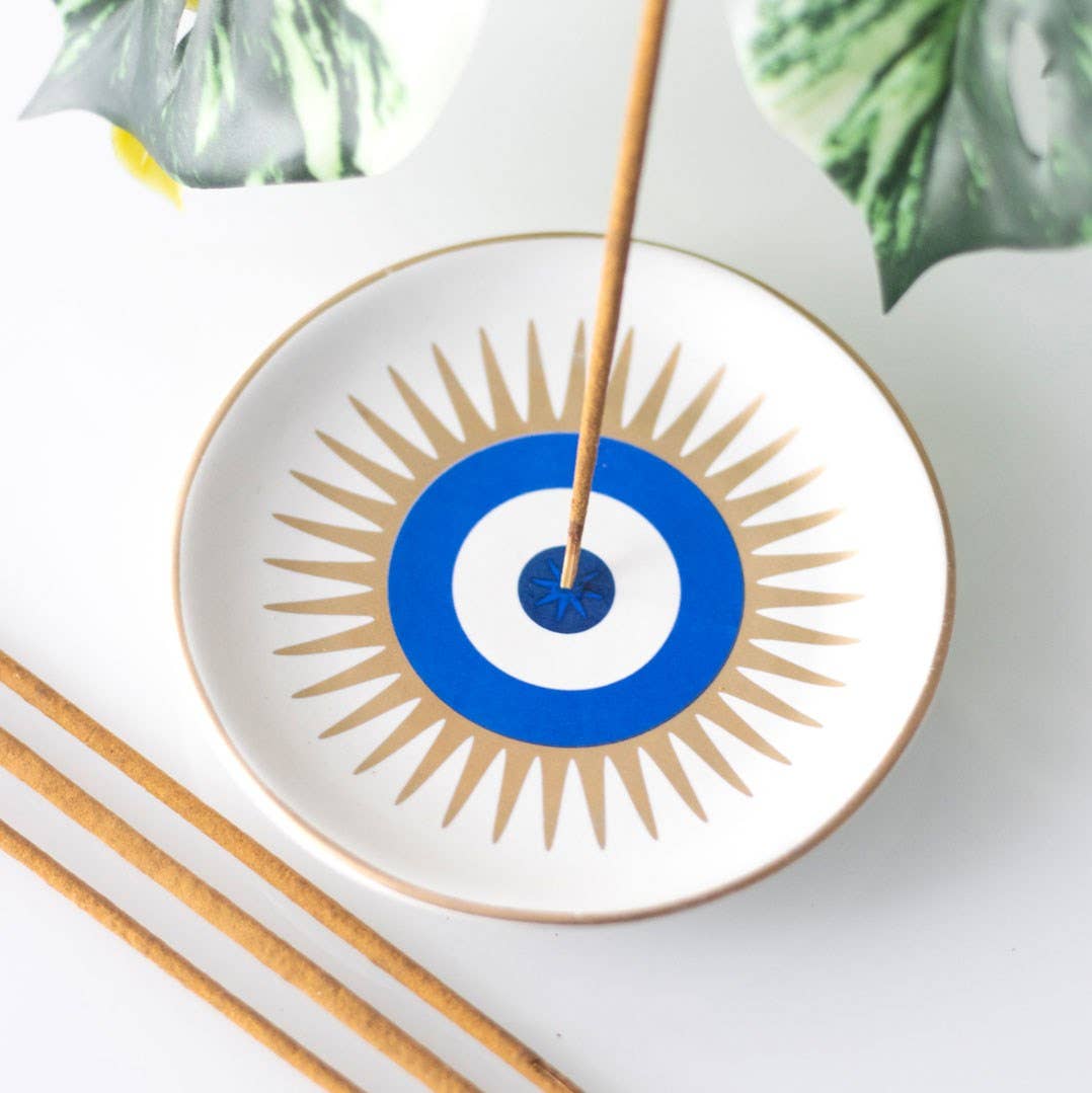All Seeing Eye Ceramic Incense Holder - Spiral Circle