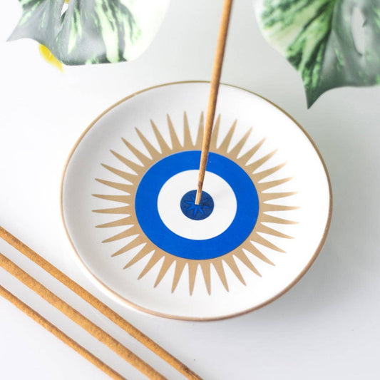 All Seeing Eye Ceramic Incense Holder - Spiral Circle