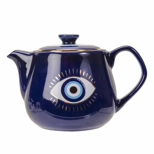 All Seeing Eye Teapot with Strainer Blue - Spiral Circle