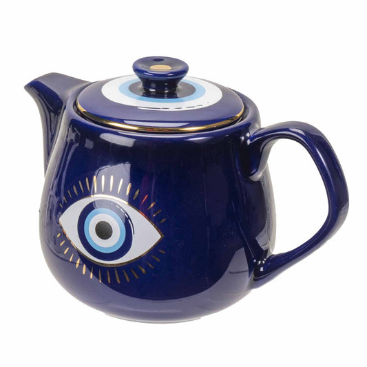 All Seeing Eye Teapot with Strainer Blue - Spiral Circle
