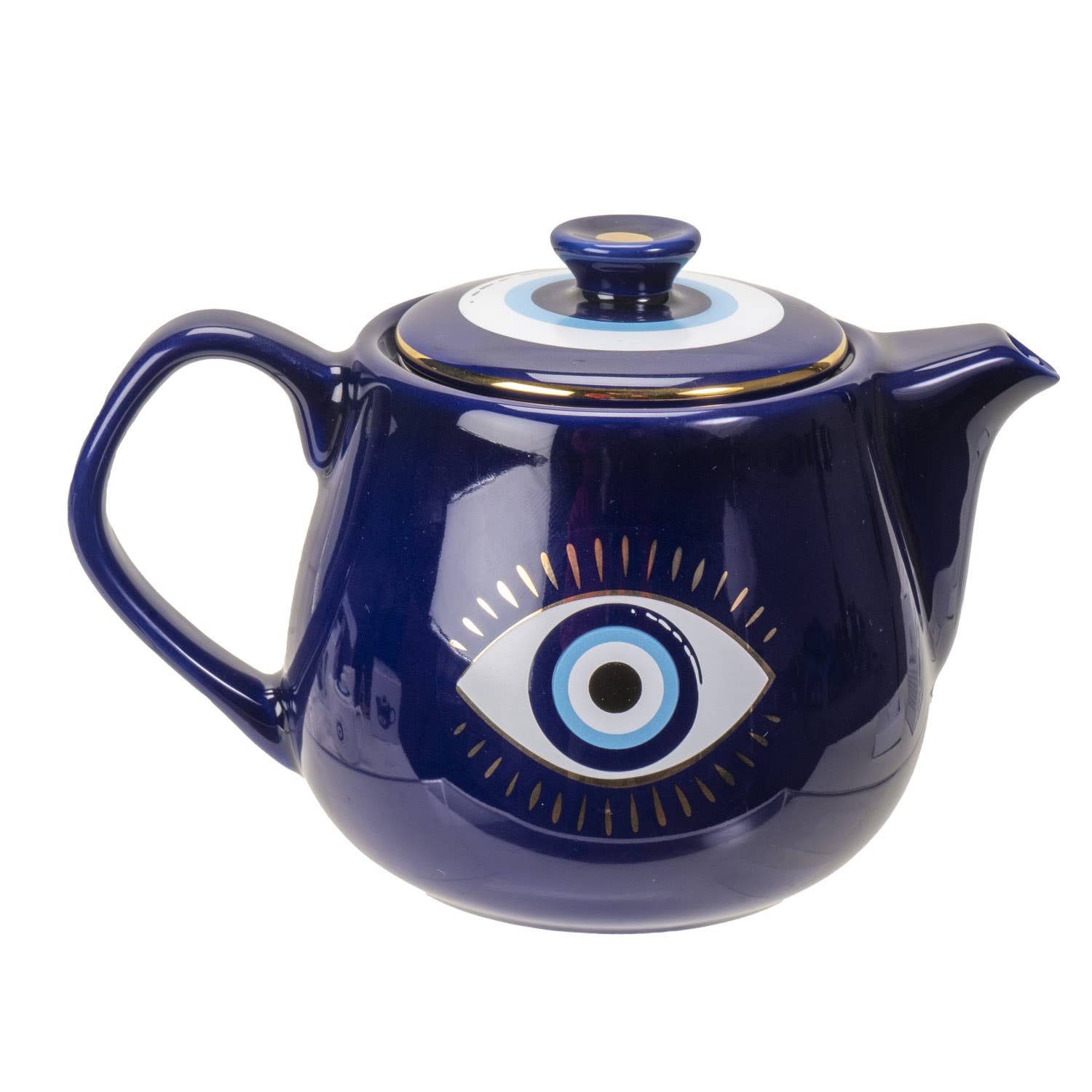 All Seeing Eye Teapot with Strainer Blue - Spiral Circle