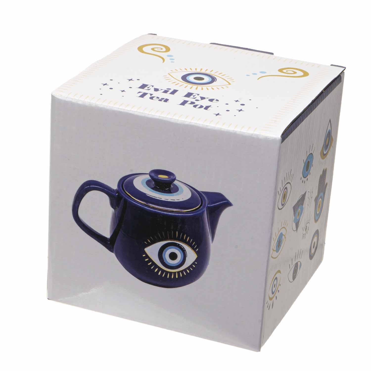 All Seeing Eye Teapot with Strainer Blue - Spiral Circle