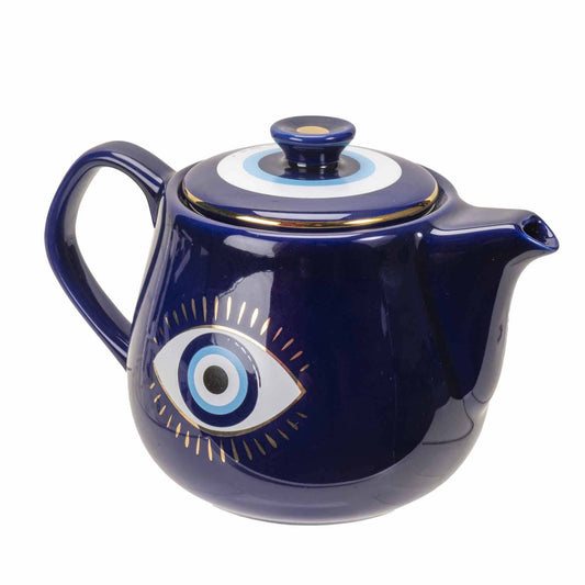 All Seeing Eye Teapot with Strainer Blue - Spiral Circle