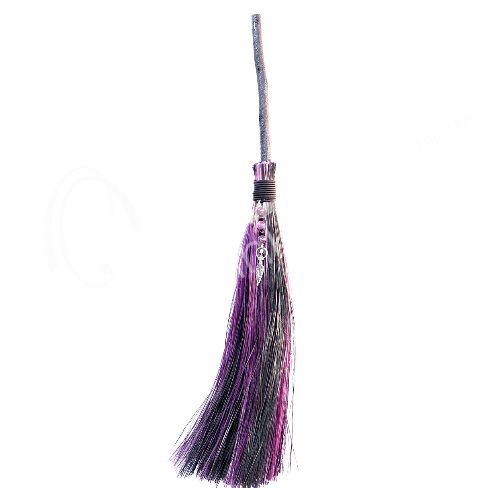 Altar Besom Broom (Short Handle) with Amethyst & Goddess Charm - Spiral Circle