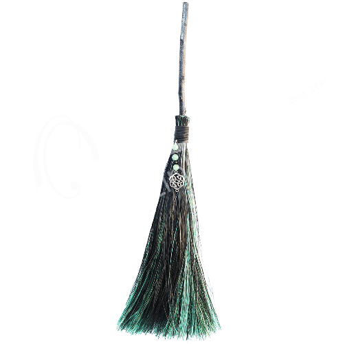 Altar Besom Broom (Short Handle) with Green Aventurine & Celtic Knot Charm - Spiral Circle