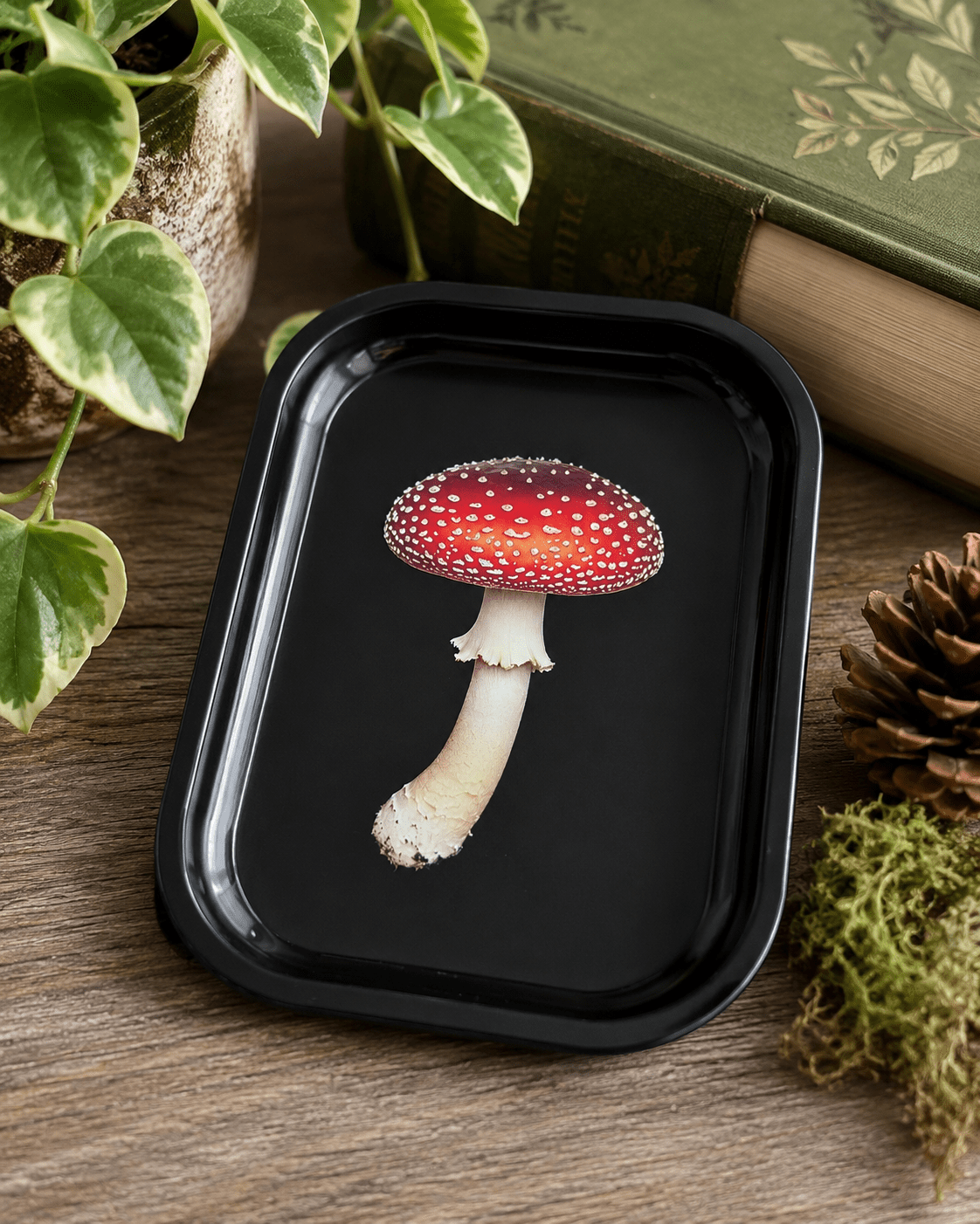 Amanita Mushroom Metal Tray - Spiral Circle
