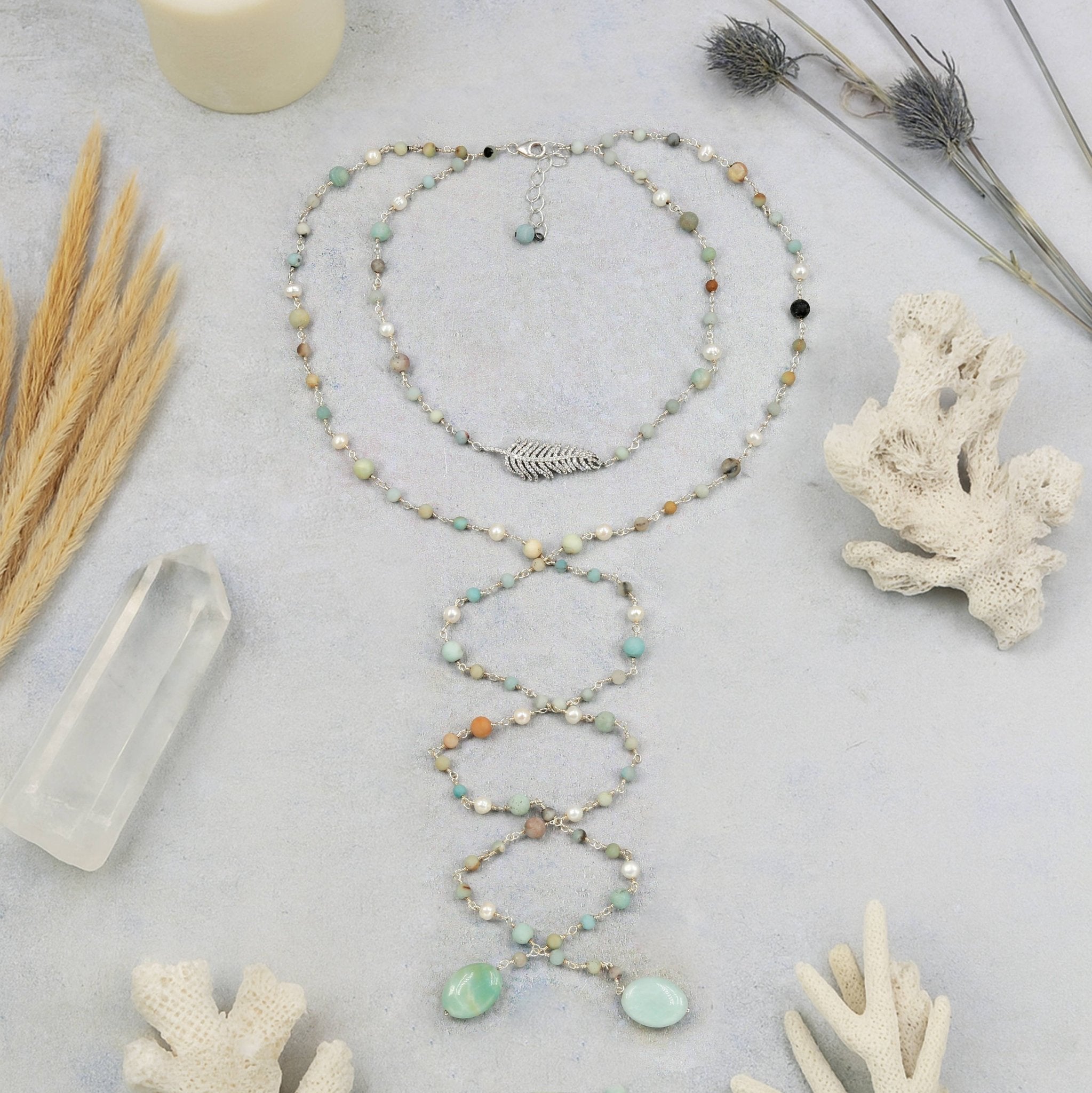 Amazonite Choker | Lariat Necklace - Spiral Circle