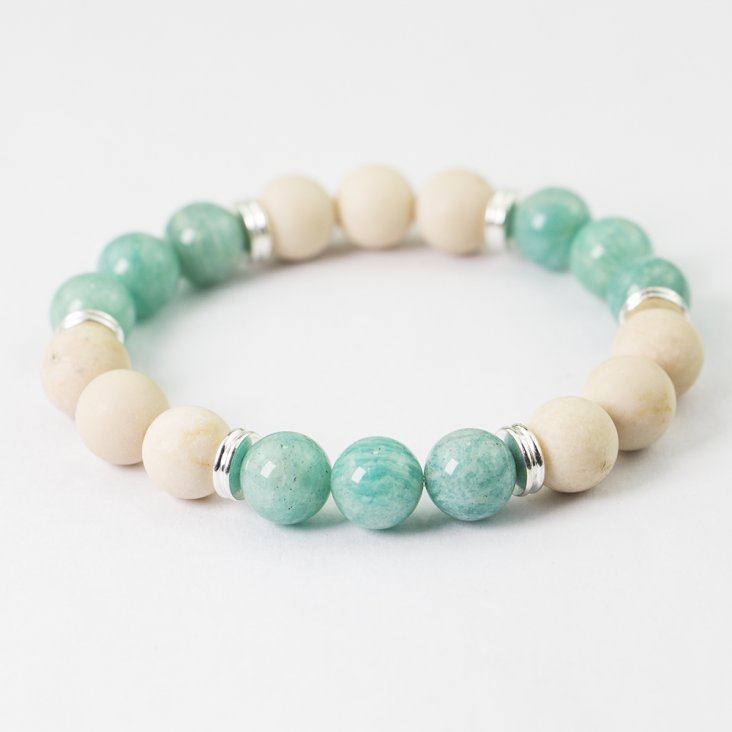 Amazonite & Riverstone Bracelet | Confidence | 10mm - Spiral Circle